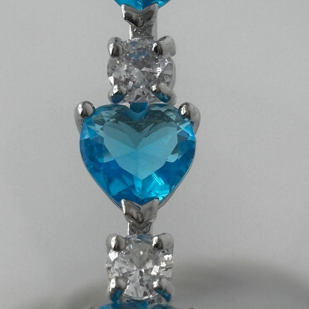 Aquamarine Blue Heart Tennis Bracelet with Cubic Zirconia