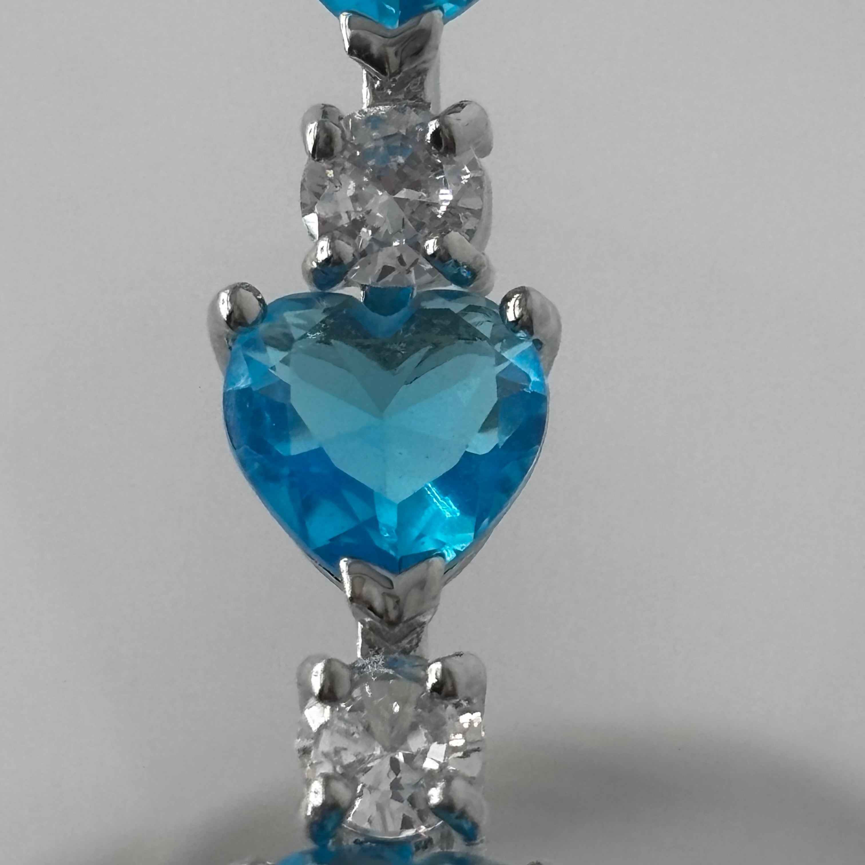 Aquamarine Blue Heart Tennis Bracelet with Cubic Zirconia