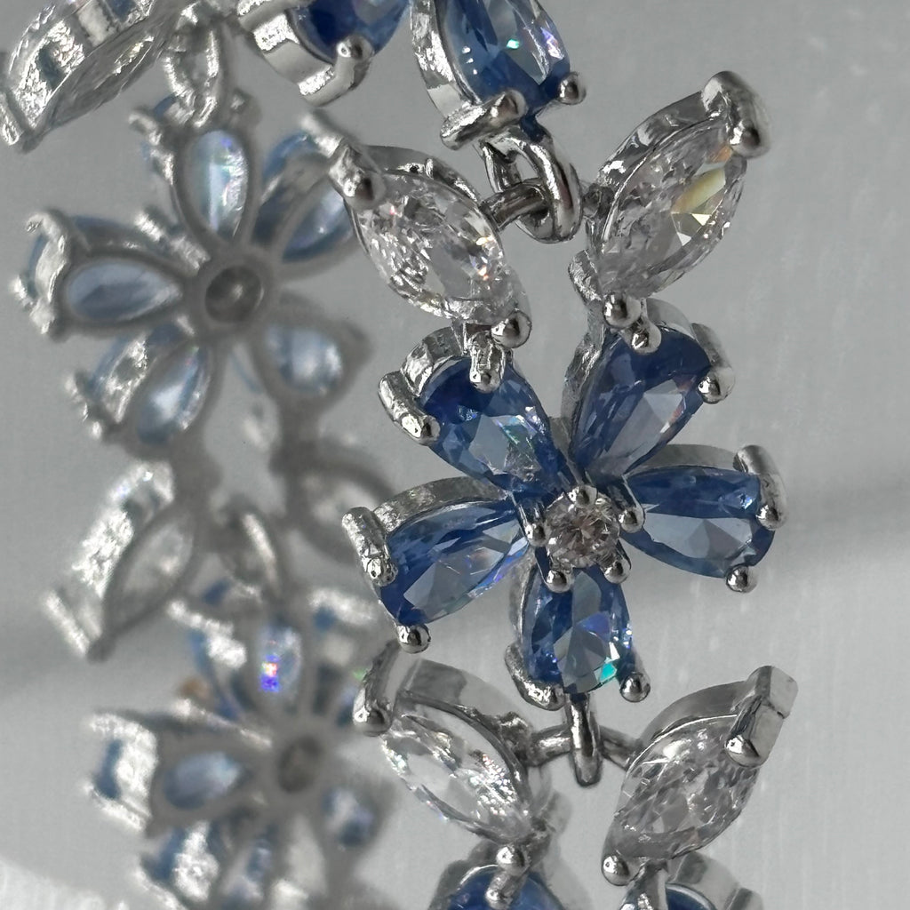 Periwinkle Floral Tennis Bracelet with Pear-Cut & Marquise CZ