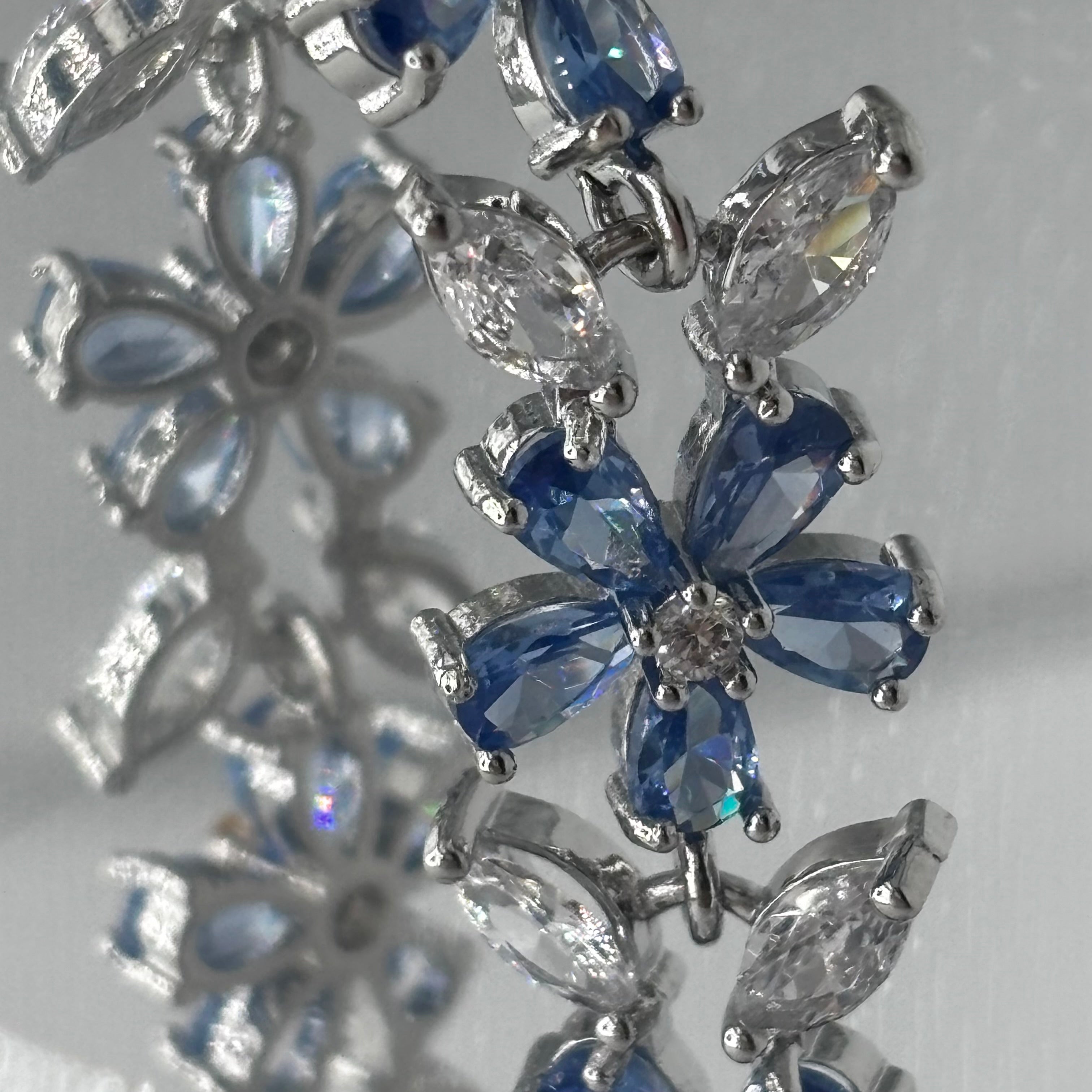 Periwinkle Floral Tennis Bracelet with Pear-Cut & Marquise CZ