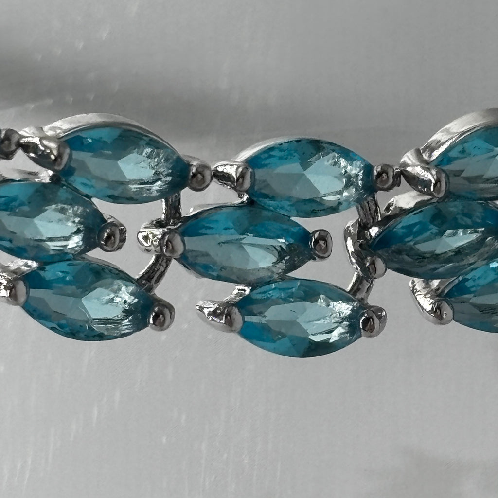 Aquamarine Blue Marquise Triple-Row Bracelet
