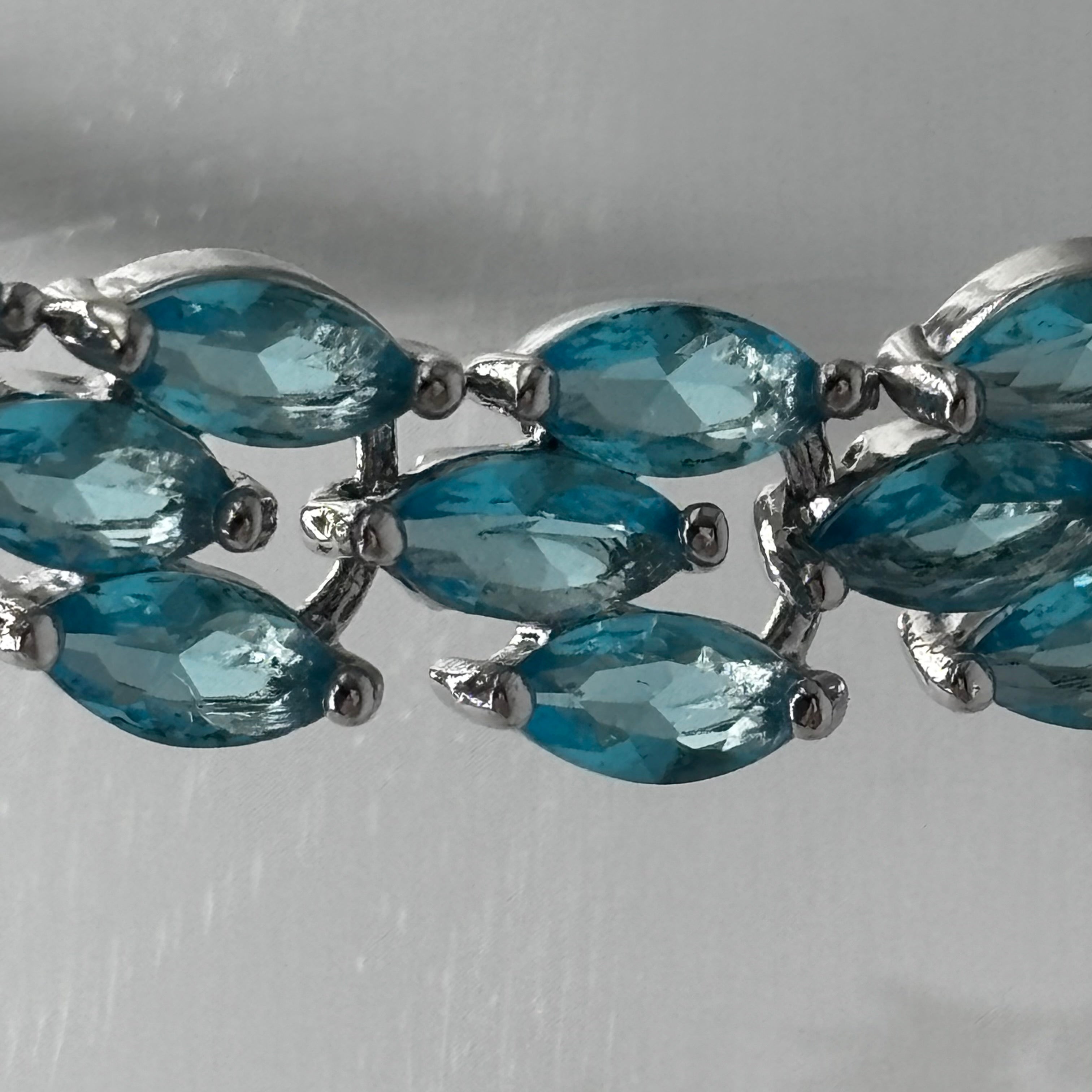 Aquamarine Blue Marquise Triple-Row Bracelet