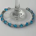 Aquamarine Blue Heart Tennis Bracelet with Cubic Zirconia