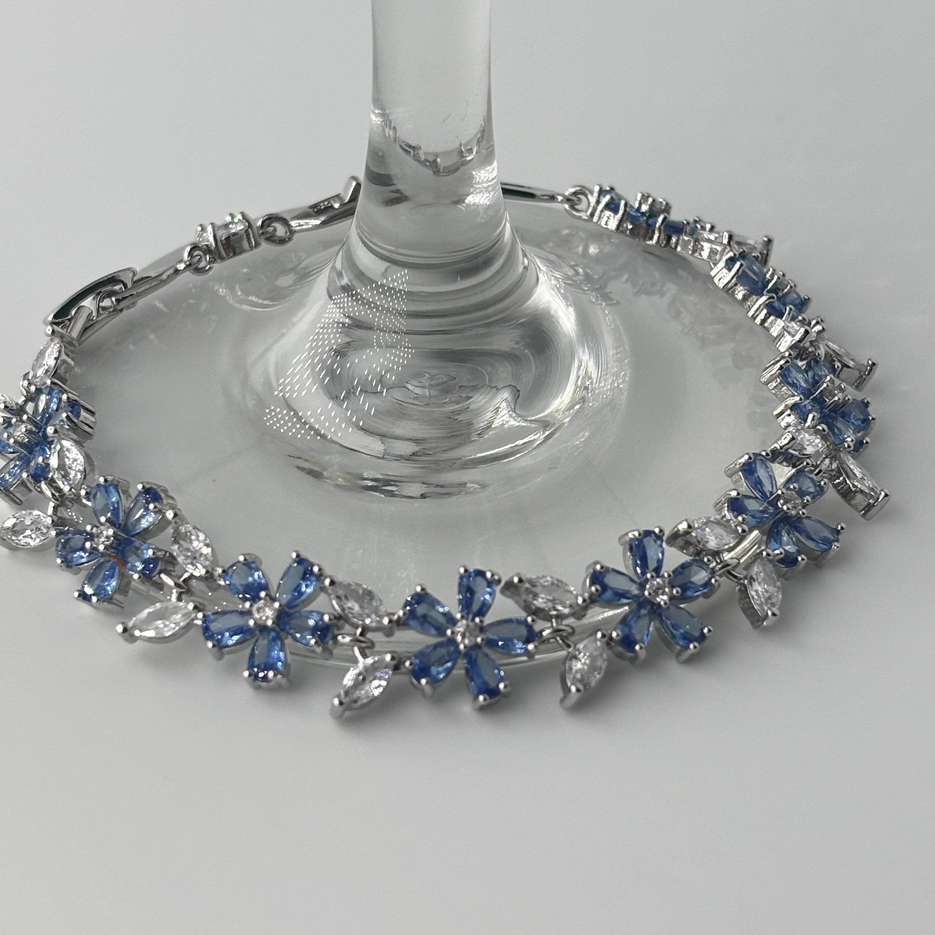 Periwinkle Floral Tennis Bracelet with Pear-Cut & Marquise CZ