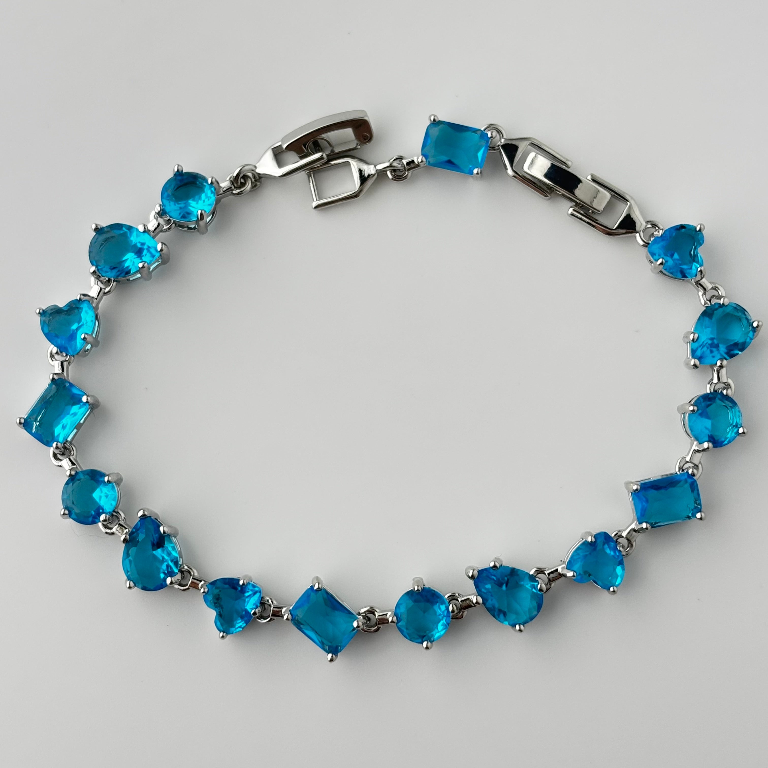 Aquamarine Blue Mixed-Cut Bracelet