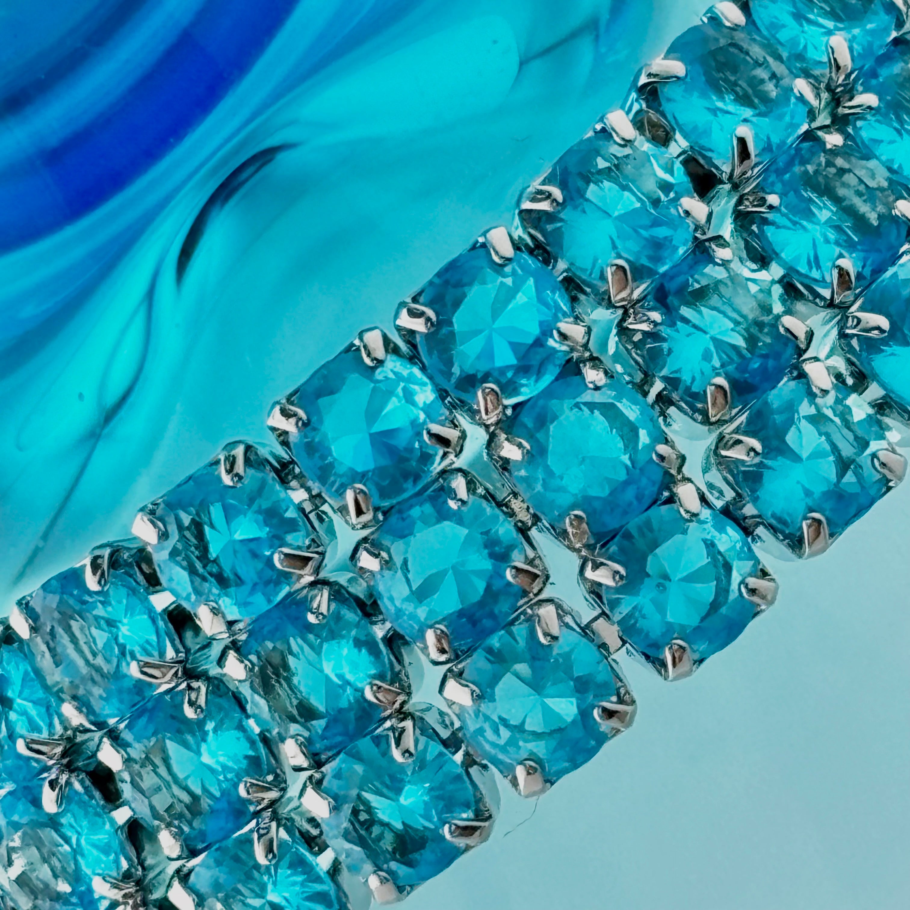 Aquamarine Blue Triple-Row Round-Cut Tennis Bracelet