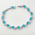Blue Round Stone Cluster Tennis Bracelet with Clear Cubic Zirconia