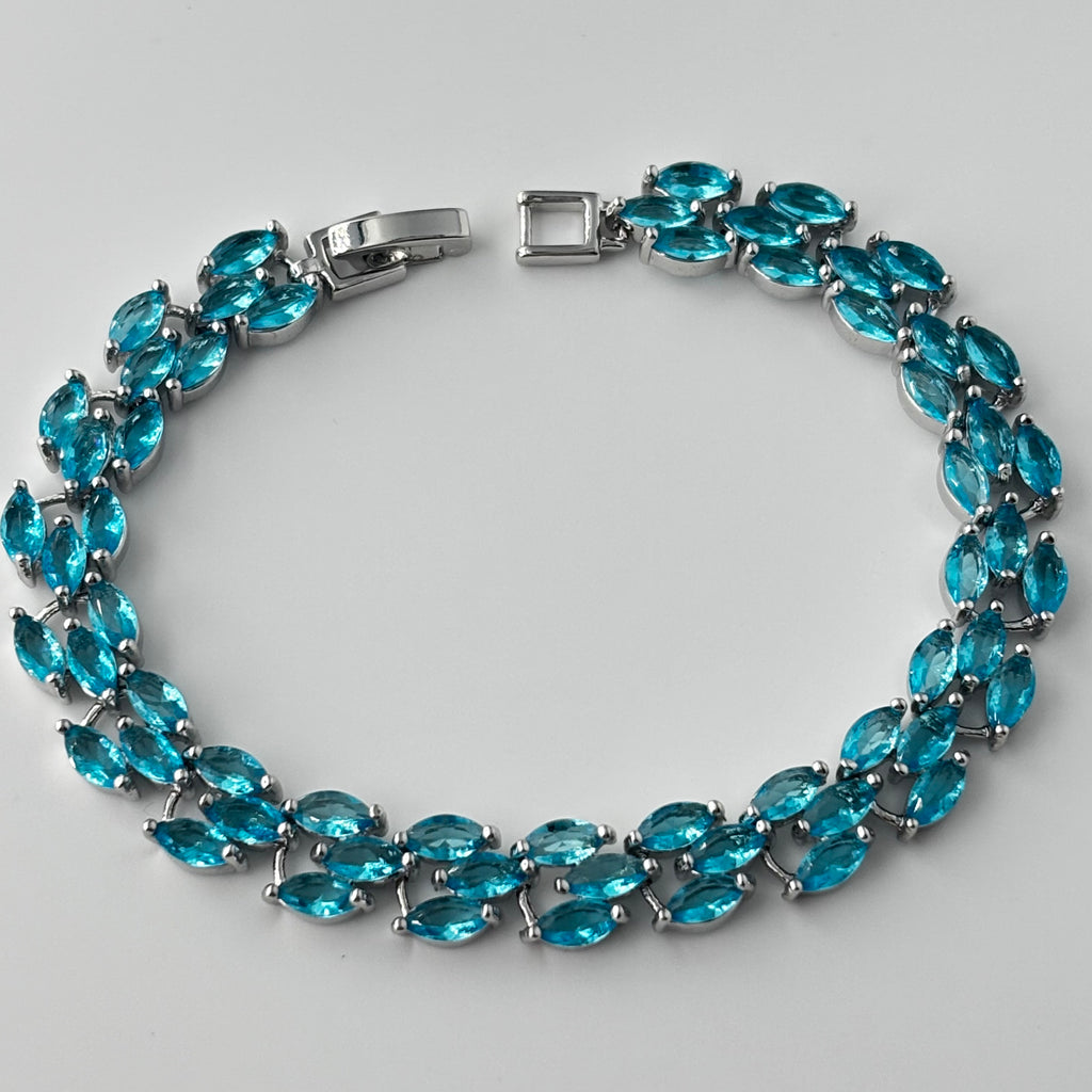 Aquamarine Blue Marquise Triple-Row Bracelet