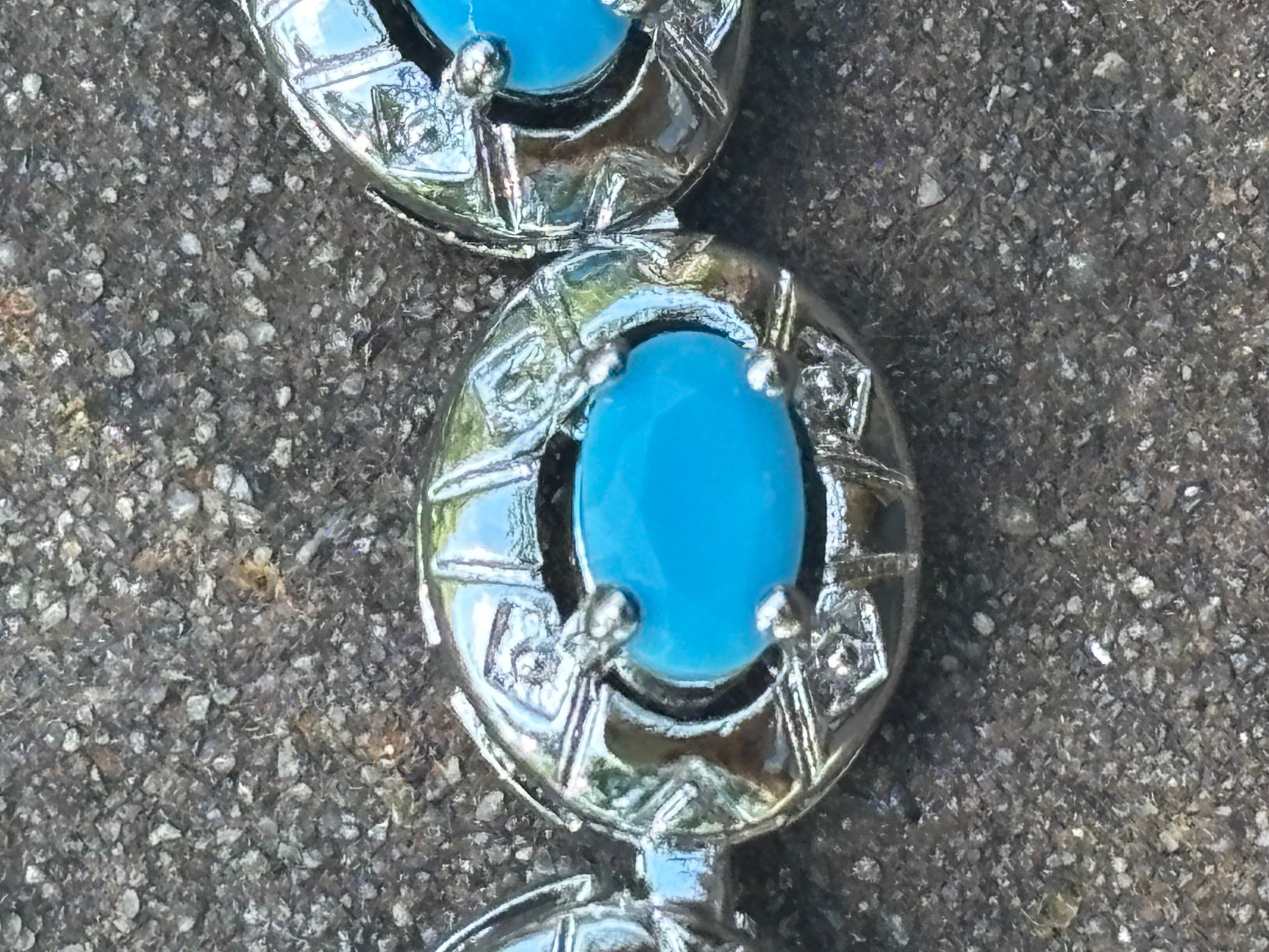 Turquoise-Blue Oval Cut Tennis Bracelet