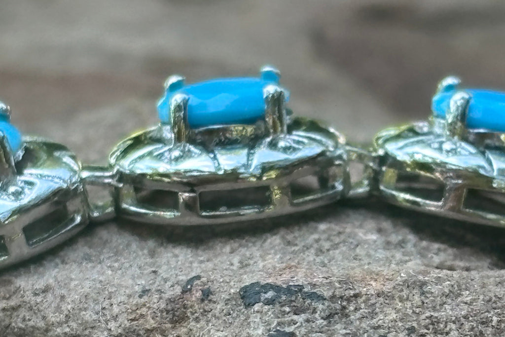 Turquoise-Blue Oval Cut Tennis Bracelet