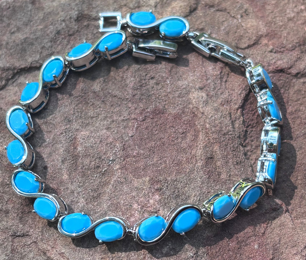 Turquoise Blue Wave Tennis Bracelet