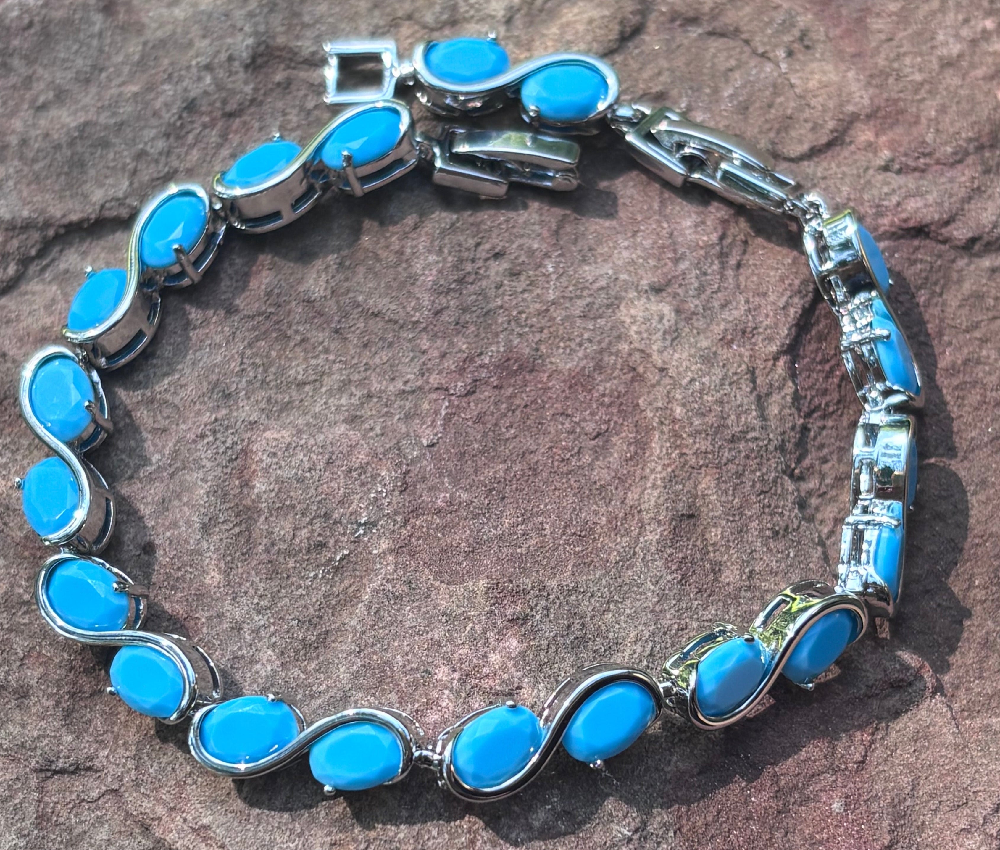 Turquoise Blue Wave Tennis Bracelet