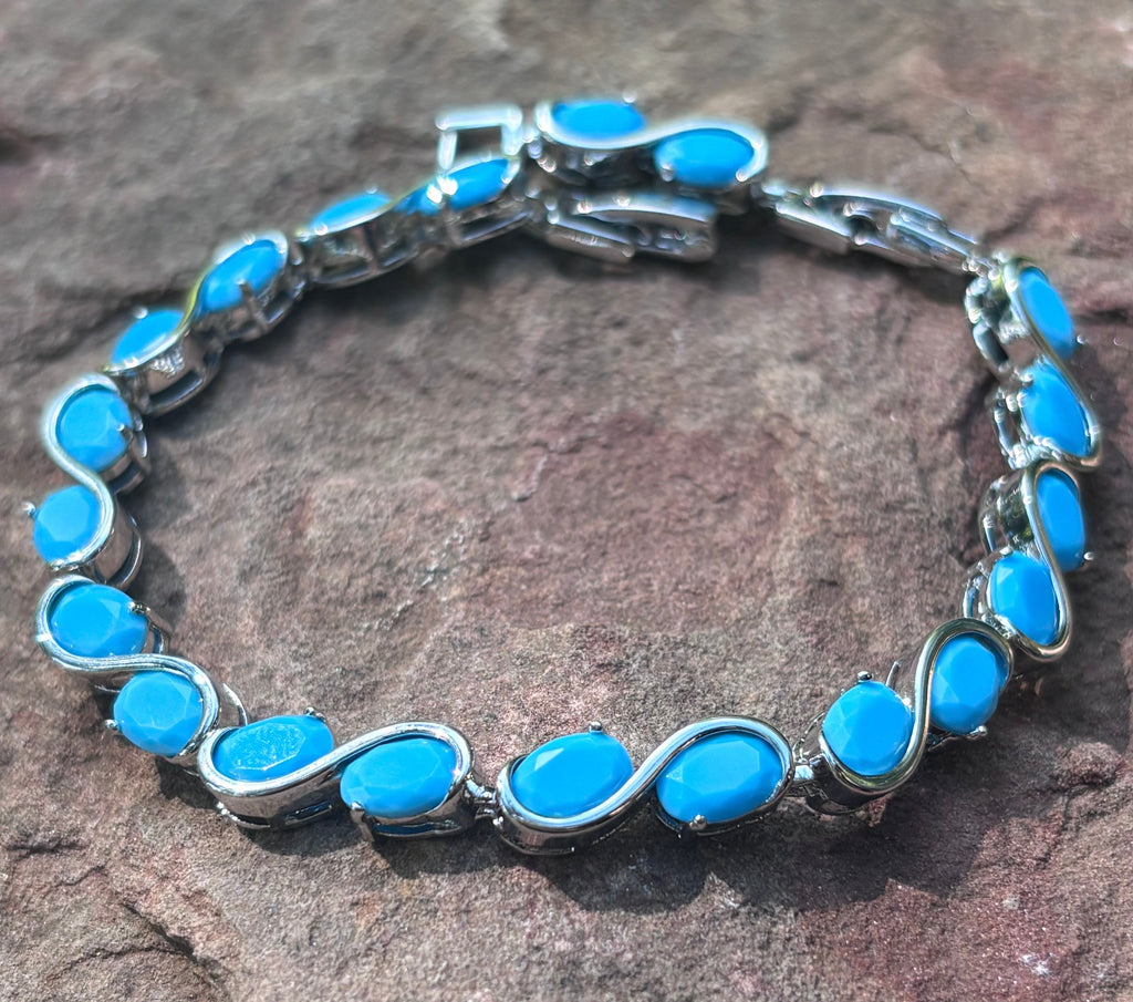 Turquoise Blue Wave Tennis Bracelet